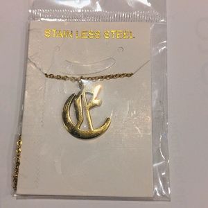 Sold Stainless steel golden letter C pendant with chain